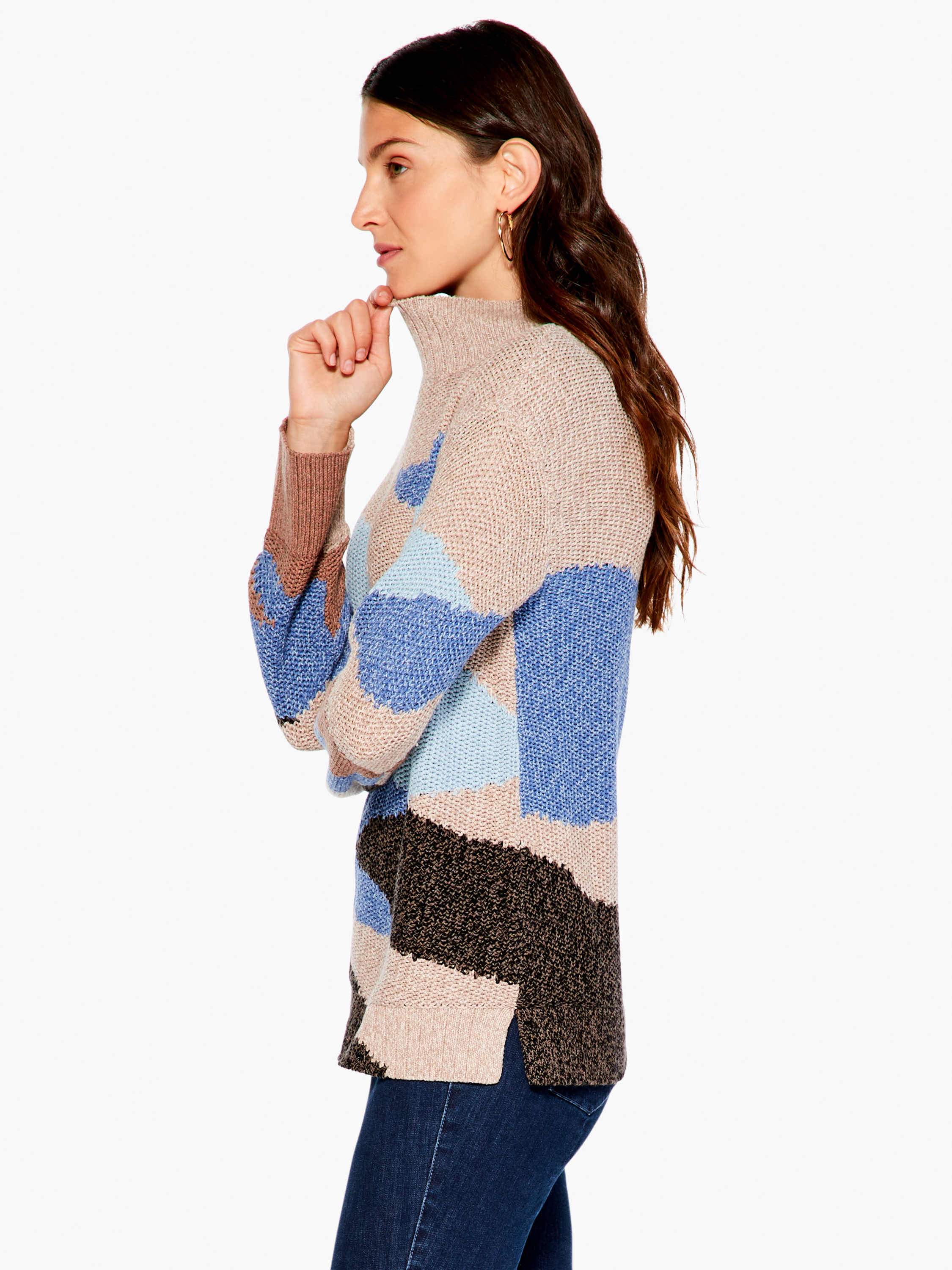 (取寄) ニックゾー レディース ピティート ウィンター ウェーブ セーター NIC+ZOE women Petite Winter Waves Sweater Blue Multi Winter Waves Sweater | NIC+ZOE